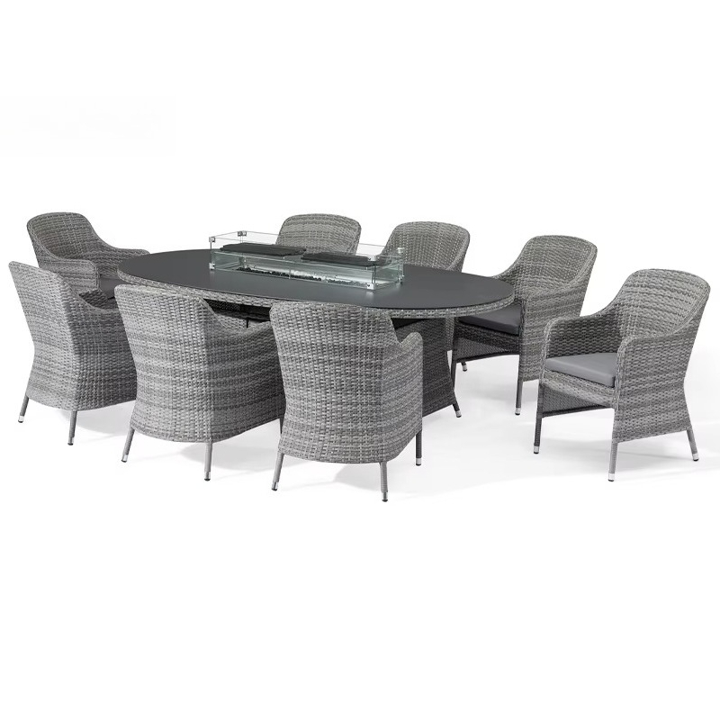 Outdoor Furniture Fire Pit - Set da Giardino Moderno in Rattan