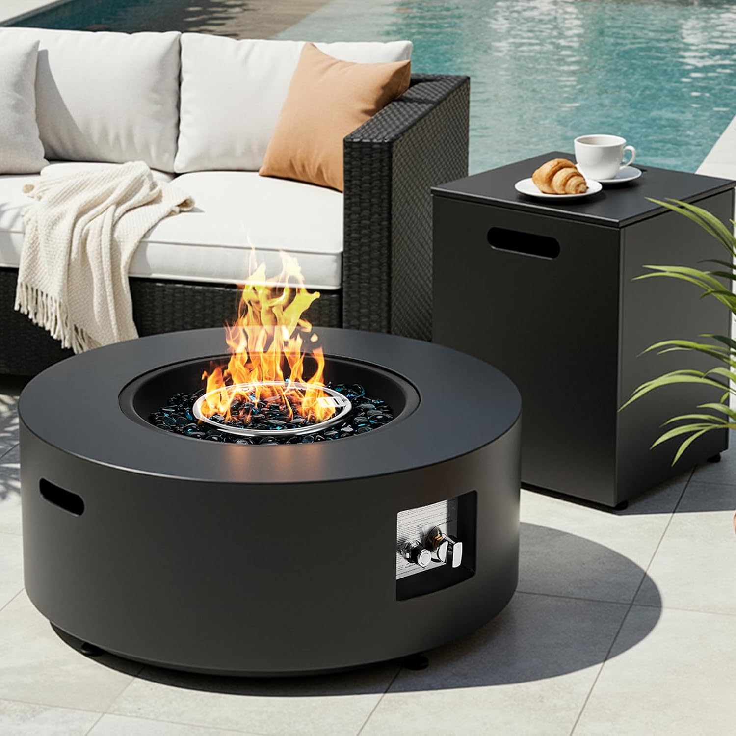 Outdoor Furniture Fire Table - Set Braciere Rotondo a Propano da