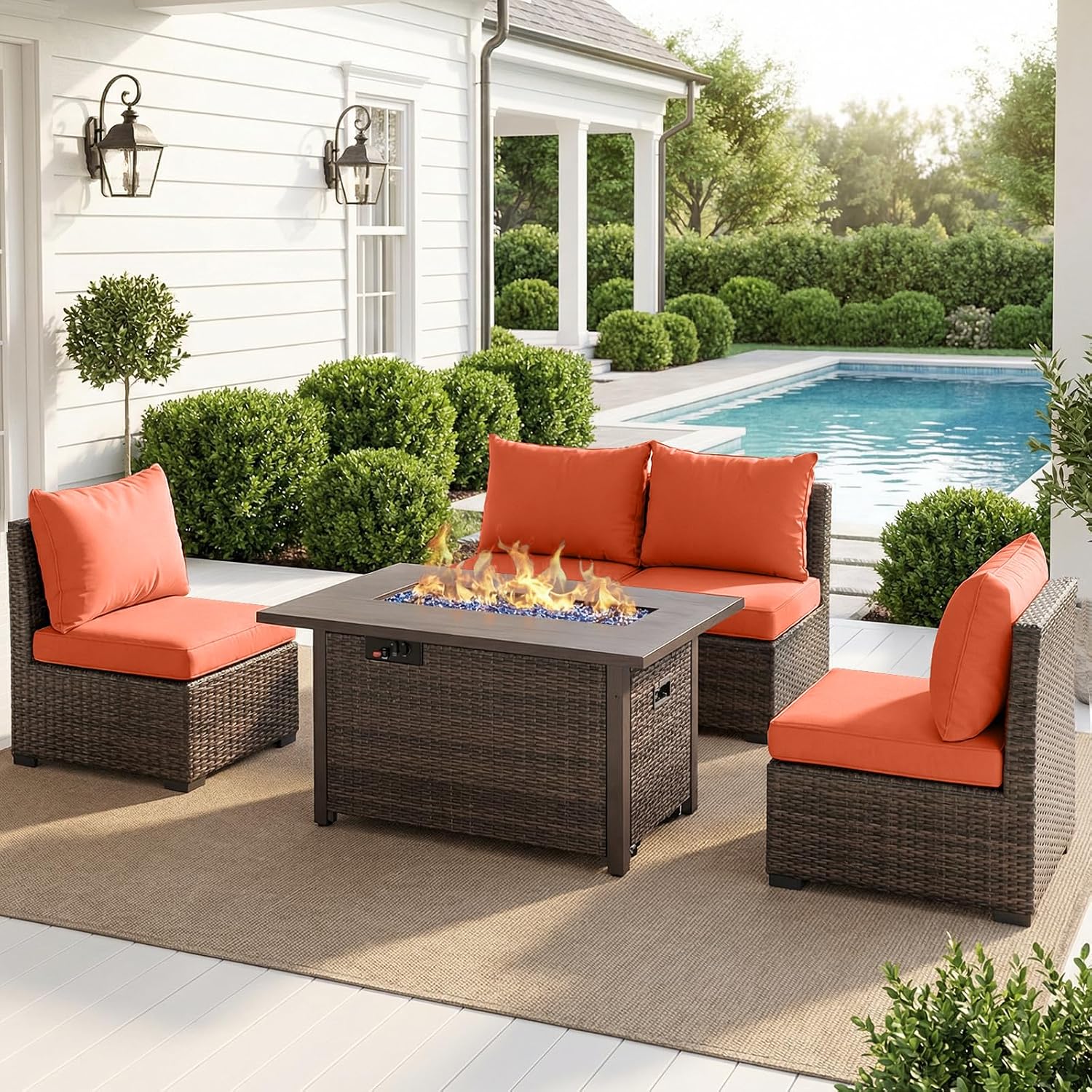 Outdoor Furniture Fire Table - Set di Mobili da Patio con
