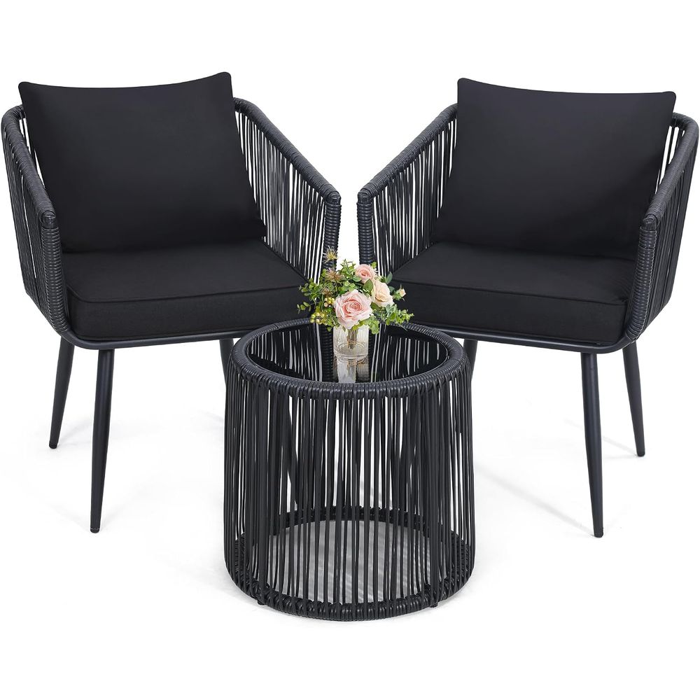 Bistro Table Set - Set da bistrot in rattan da