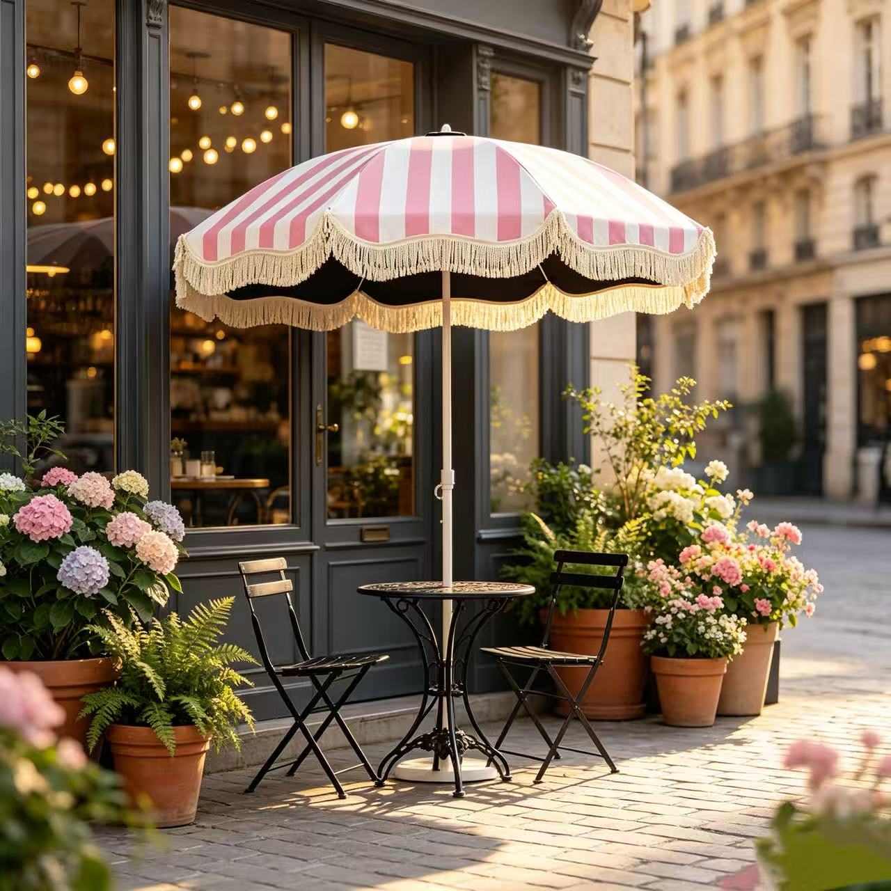 Outdoor Furniture With Umbrella - Ombrellone da Spiaggia Decorativo con Nappe,