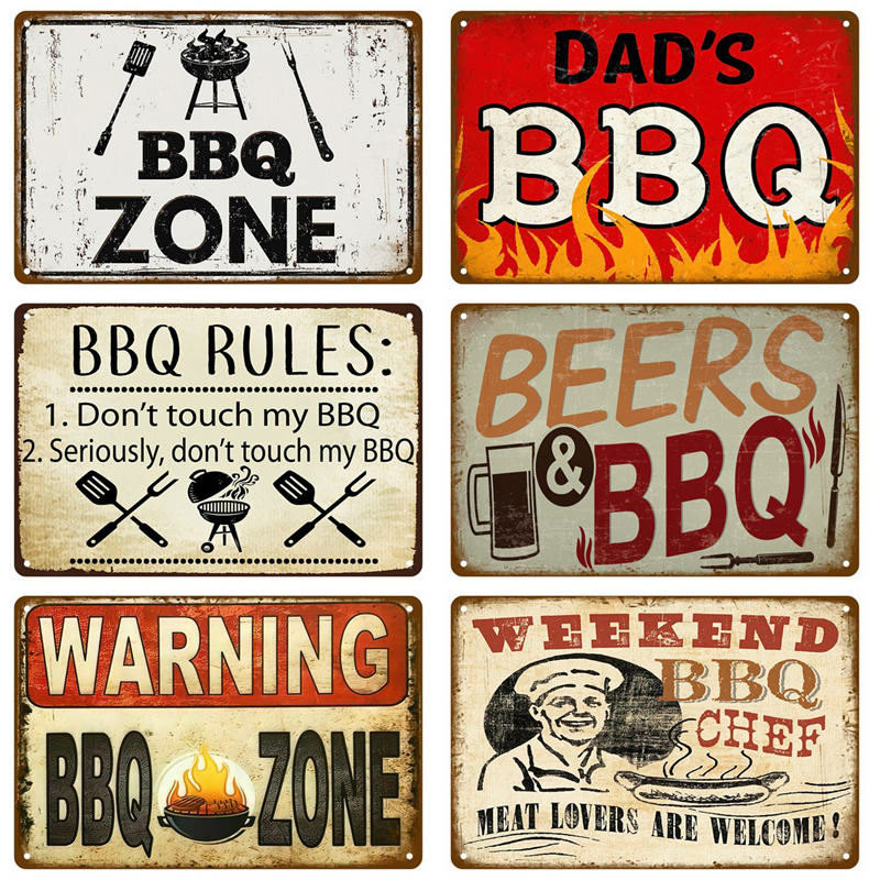 Outdoor Furniture Zone - Vintage Tin Sign Dad BBQ Yard