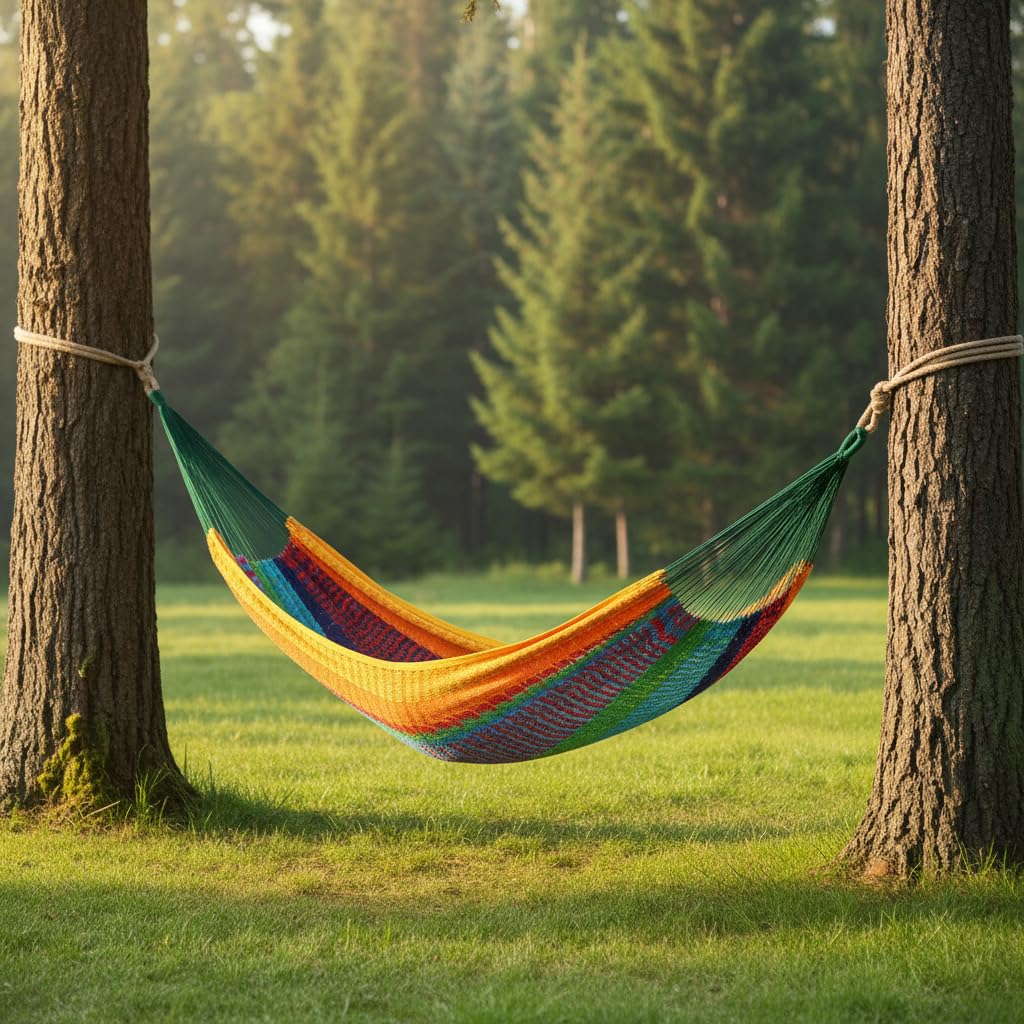 Outdoor Furniture Green - Amaca Doppia a Strisce Verdi, Rosse