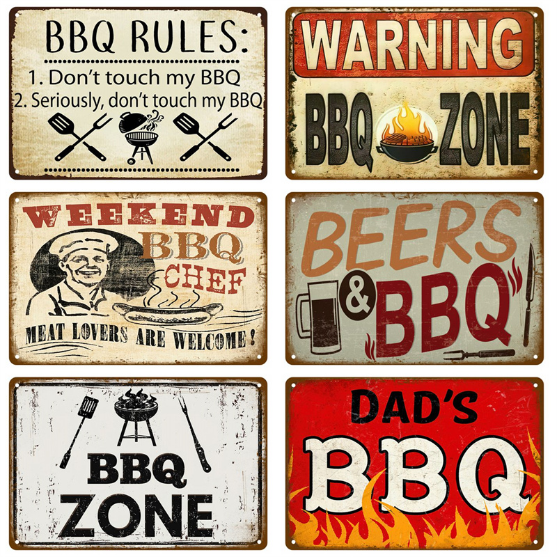 Outdoor Furniture Zone - Targa in metallo vintage per barbecue
