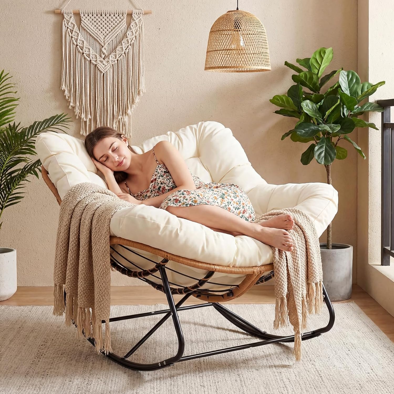 Outdoor Furniture Egg Chair - Poltrona a dondolo Papasan da esterno