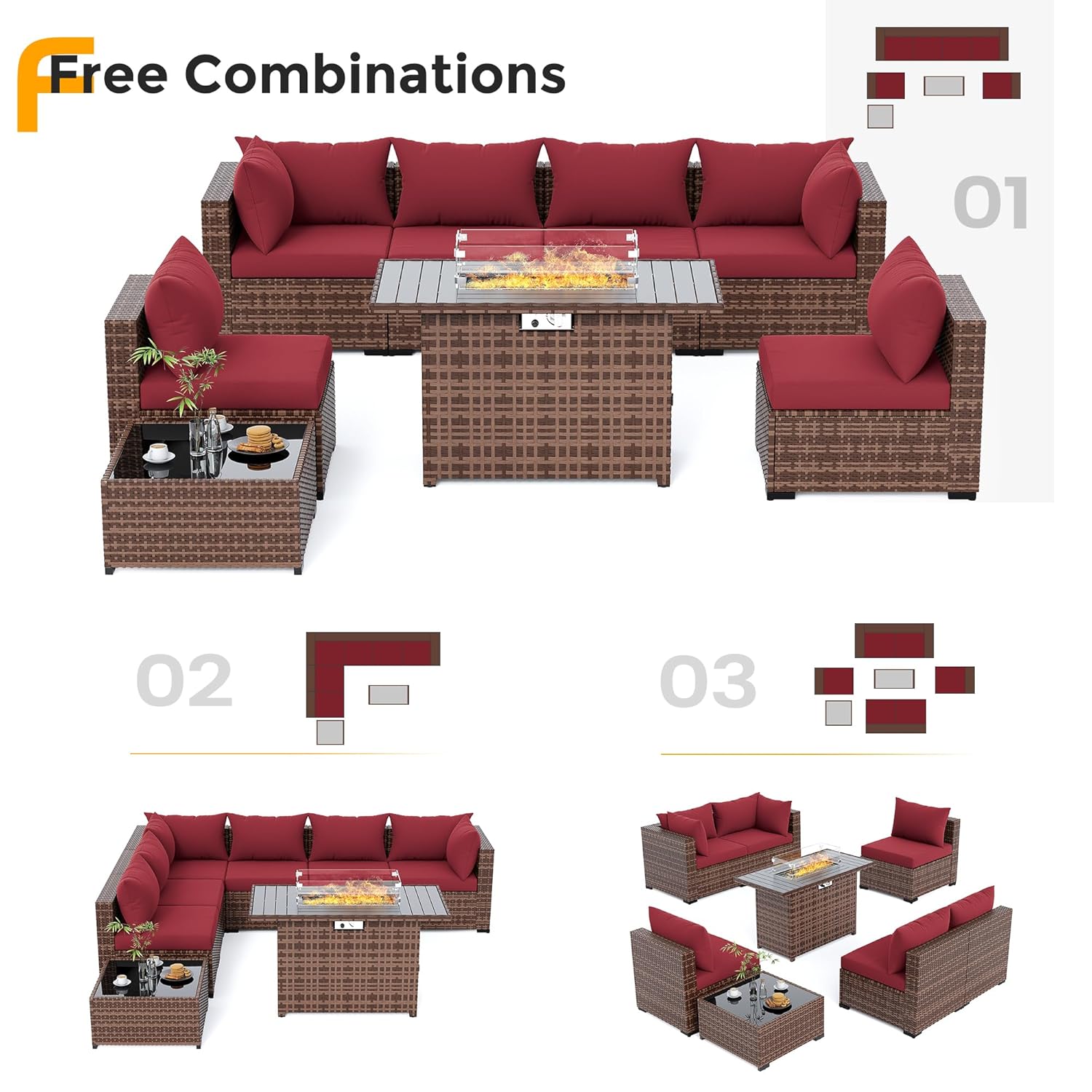 Set Divano Sezionale in Vimini - Outdoor Furniture Fire Table recensione e prezzo