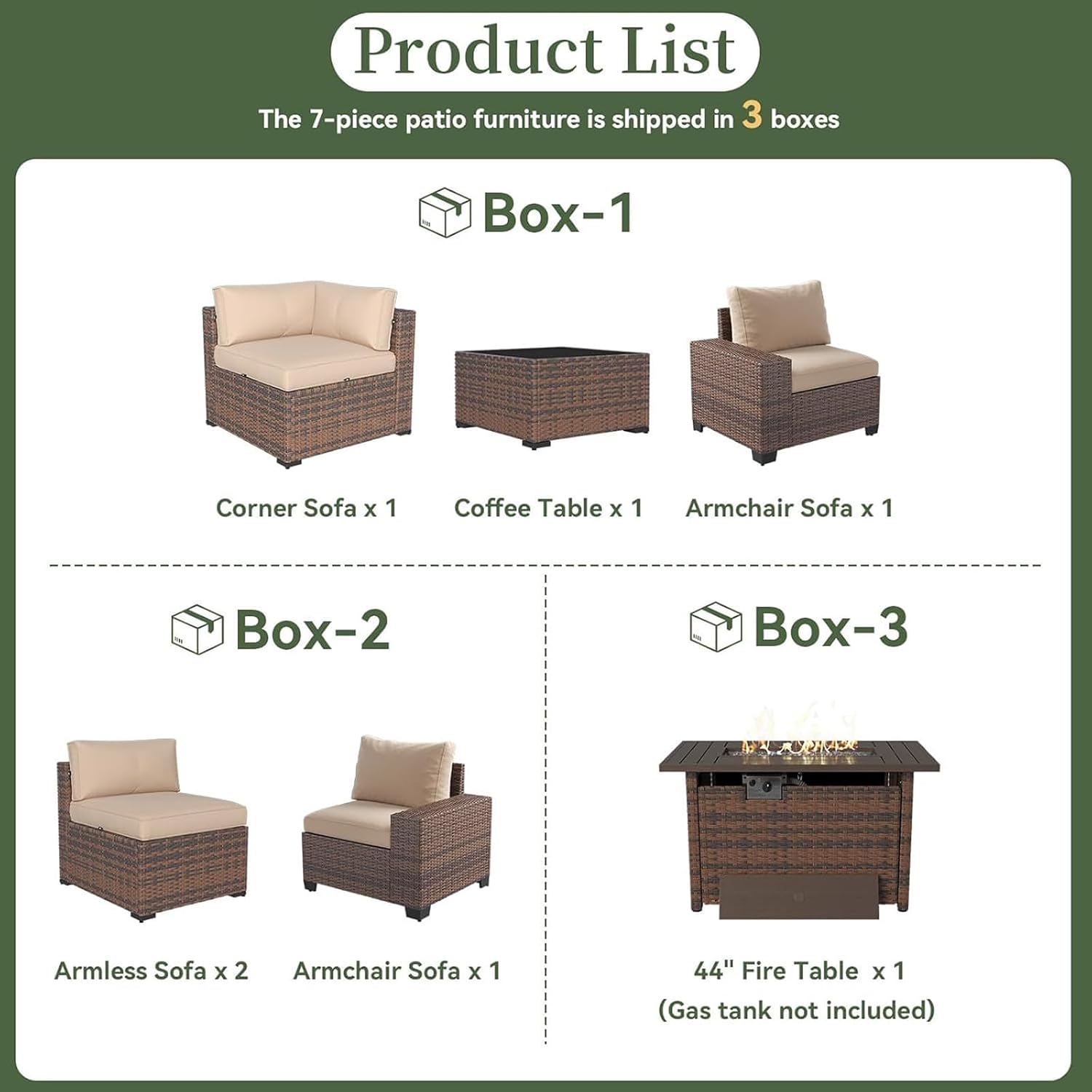 Set di Mobili da Patio a 7 Pez - Outdoor Furniture Fire Table recensione e prezzo