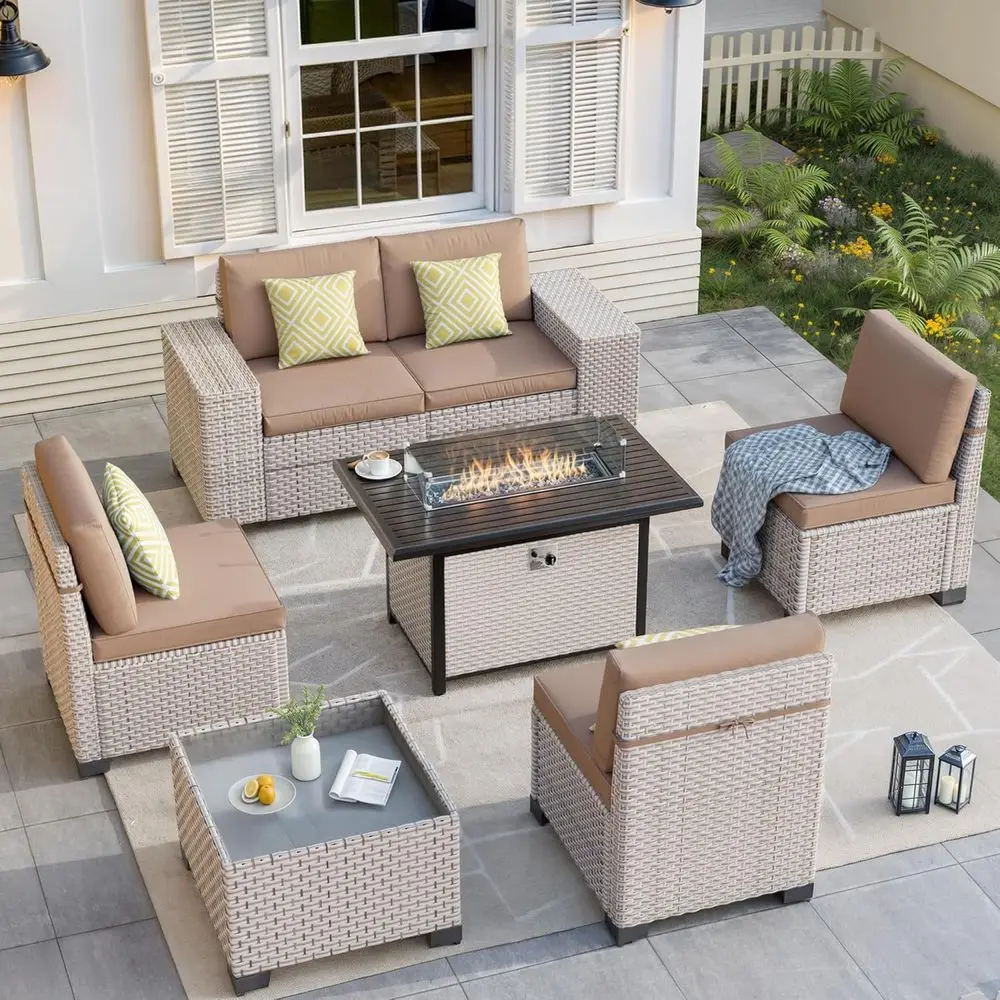Set di Mobili da Esterno a 7 P - Outdoor Furniture Fire Table recensione e prezzo