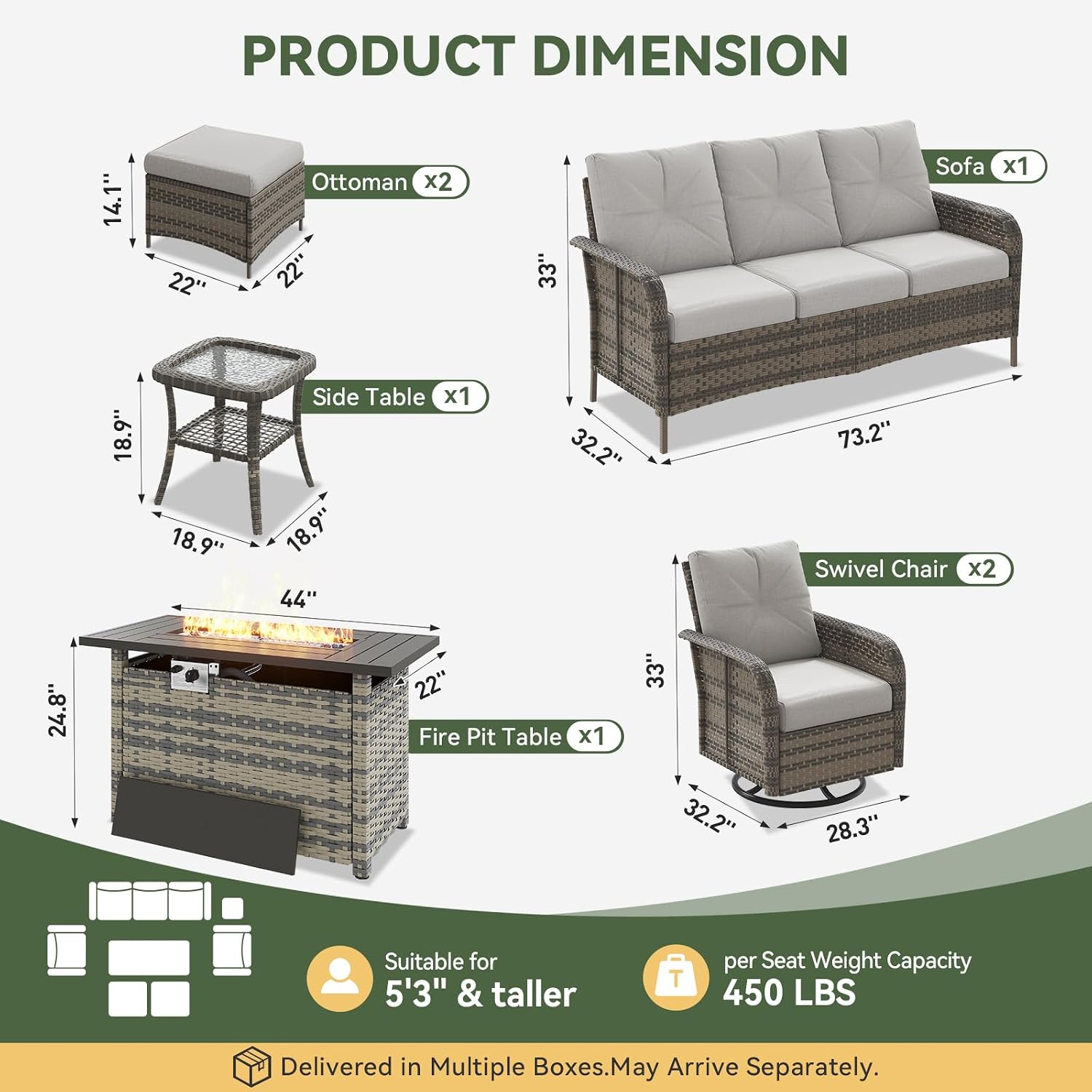 Set da Patio in Vimini a 7 Pez - Outdoor Furniture Fire Table recensione e prezzo