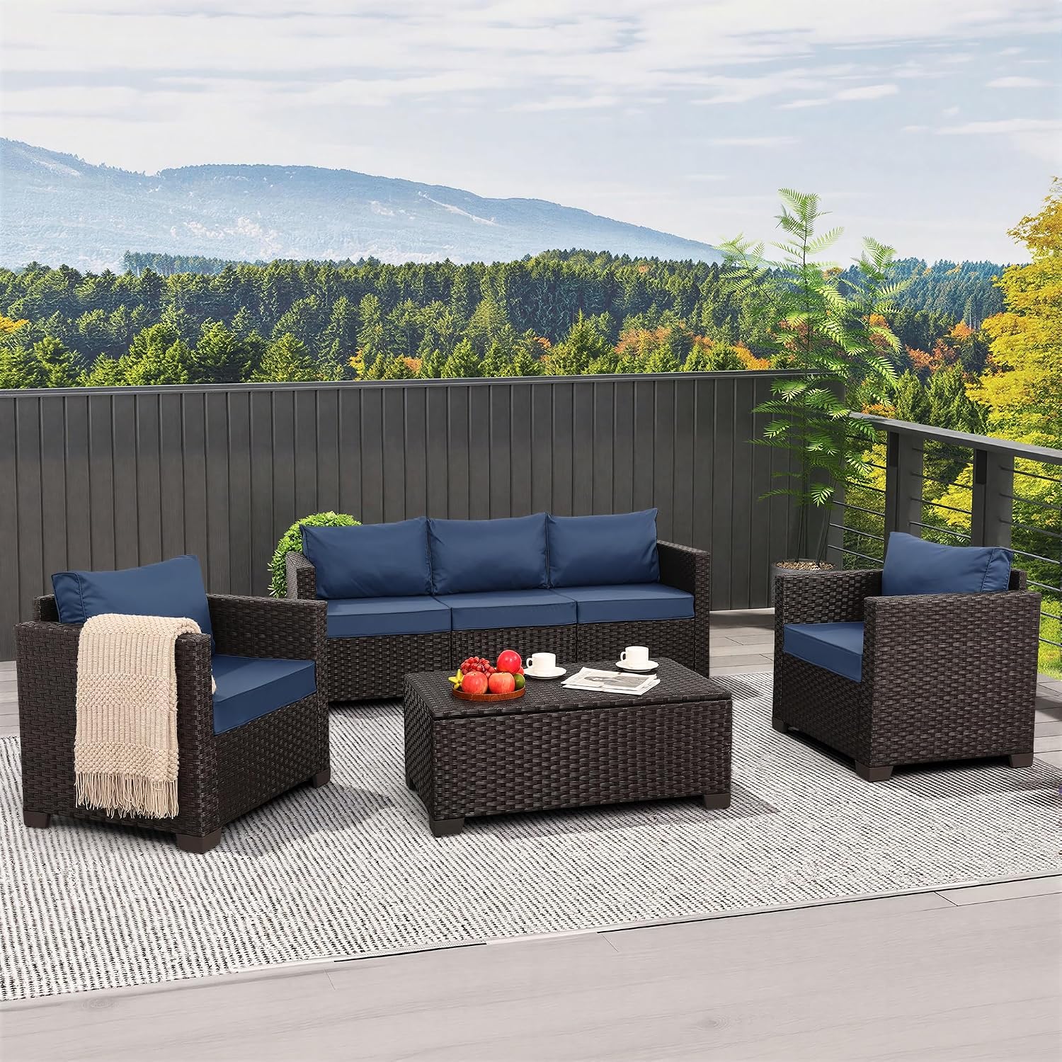 Set di Mobili da Patio a 4 Pez - Outdoor Furniture Fire Table recensione e prezzo