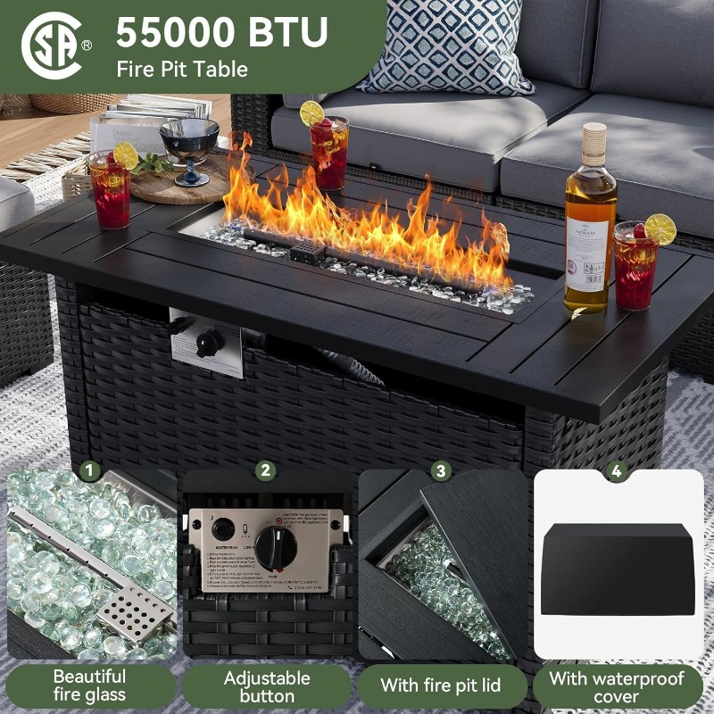 Set di Mobili da Patio Aoxun 8 - Outdoor Furniture Fire Table recensione e prezzo