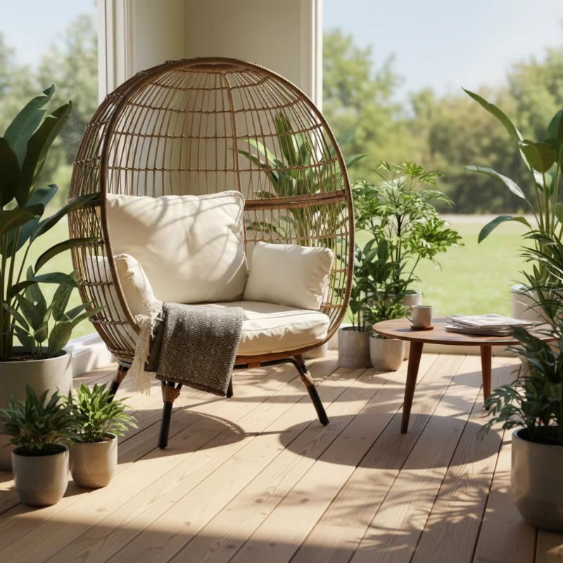Sedia a dondolo in vimini e ra - Outdoor Furniture Egg Chair recensione e prezzo