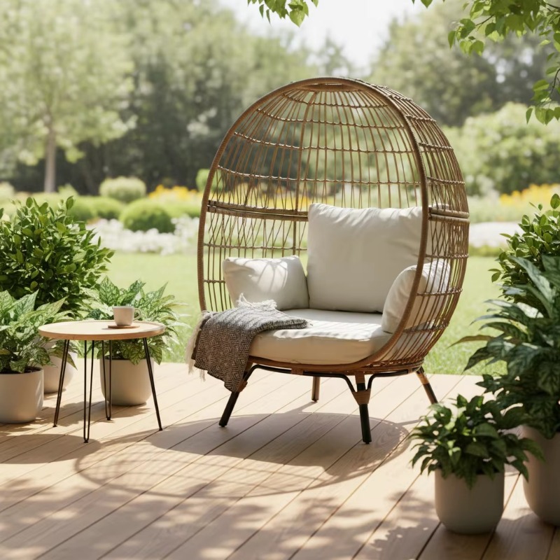 Sedia a dondolo in vimini e ra - Outdoor Furniture Egg Chair recensione e prezzo